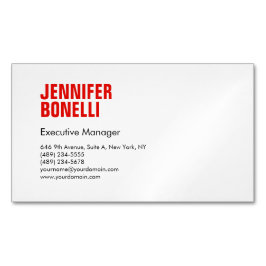 Tarjeta De Visita Magnética Minimalista moderno y audaz blanco rojo