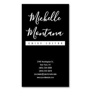 Tarjeta De Visita Magnética Minimalista Negro Profesional Moderno
