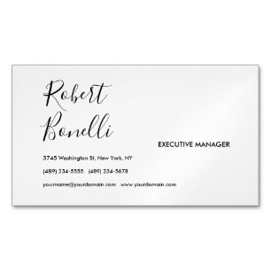 Tarjeta De Visita Magnética Minimalista negro y blanco moderno adorable