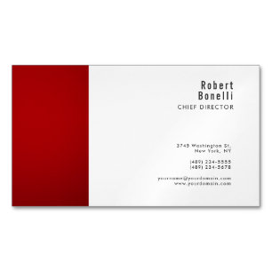 Tarjeta De Visita Magnética Minimalista Rojo Blanco Moderno Tamaño Estándar