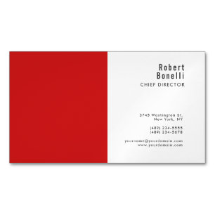 Tarjeta De Visita Magnética Minimalista Rojo Blanco Moderno Tamaño Estándar