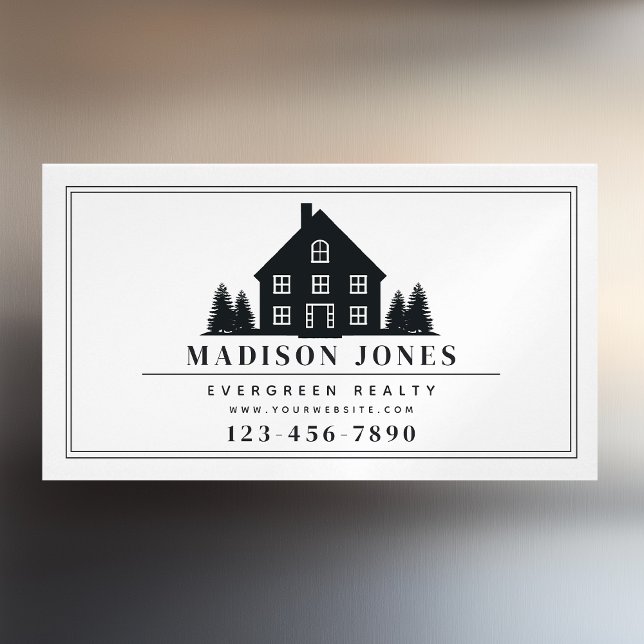 Tarjeta De Visita Magnética Mínimo Agente Inmobiliario Rústico Edificio de fot (Subido por el creador)