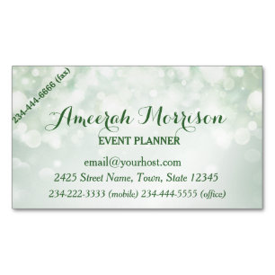 Tarjeta De Visita Magnética Misty Mint Bokeh Event Plan Magnetic Business Card