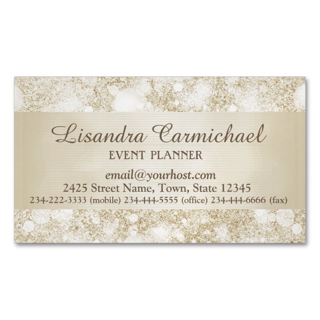 Tarjeta De Visita Magnética Mocha Cream Bokeh Magnetic Business Card (Anverso)