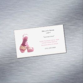 Tarjeta De Visita Magnética Moda de zapatos blancos rosados de las mujeres