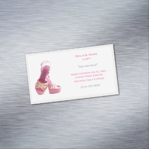 Tarjeta De Visita Magnética Moda de zapatos rosa gris de las mujeres