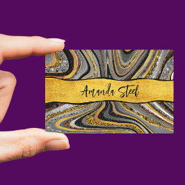 Tarjeta De Visita Magnética Moda Esparkle Purpurina mármol arte monograma oro 