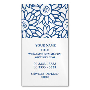Tarjeta De Visita Magnética Modelo azul clásico del girasol