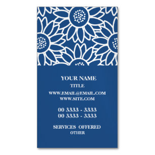 Tarjeta De Visita Magnética Modelo azul clásico profesional del girasol