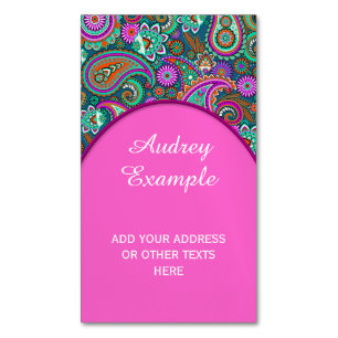 Tarjeta De Visita Magnética Modelo inconsútil floral II de Paisley + sus idea