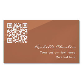 Tarjeta De Visita Magnética Modern Elegant Copper Tan QR Code 