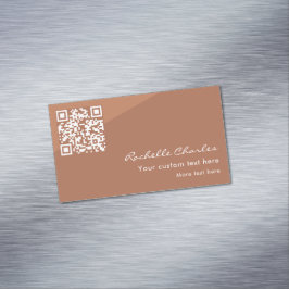 Tarjeta De Visita Magnética Modern Elegant Copper Tan QR Code 
