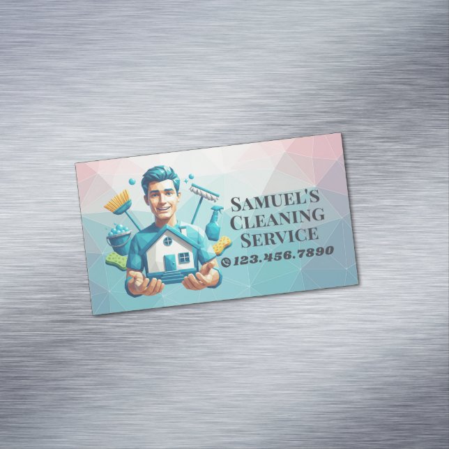 Tarjeta De Visita Magnética Modern House Cleaning Maid Service Housekeeping (In Situ)