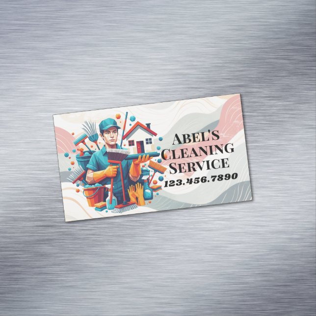 Tarjeta De Visita Magnética Modern House Cleaning Maid Service Housekeeping (In Situ)