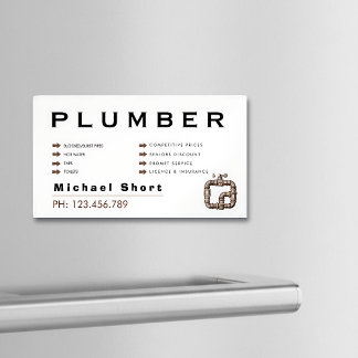 Tarjeta De Visita Magnética Modern Magnetic Black & Brown Plumber