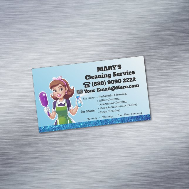 Tarjeta De Visita Magnética Modern Maid House Cleaning housekeeping Service (In Situ)