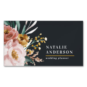 Tarjeta De Visita Magnética Moderna acuarela floral y follaje elegante