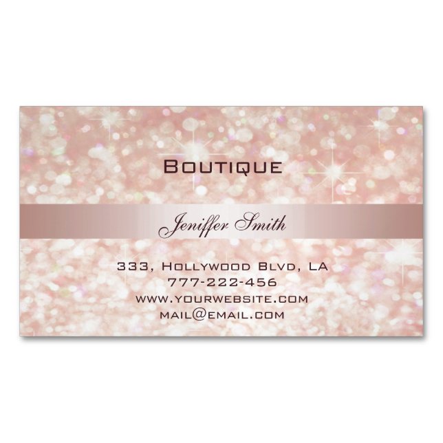 Tarjeta De Visita Magnética Moderna moda profesional elegante chispa purpurino (Anverso)