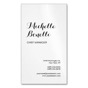 Tarjeta De Visita Magnética Moderno blanco negro Minimalista profesional