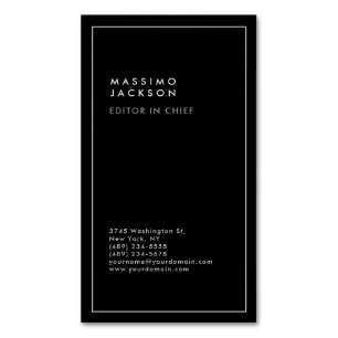 Tarjeta De Visita Magnética Moderno borde blanco negro de moda