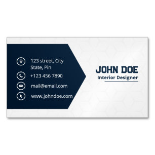 Tarjeta De Visita Magnética Moderno Elegante Azul y Blanco Profesional