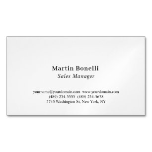 Tarjeta De Visita Magnética Moderno Profesional Clásico Negro y Blanco