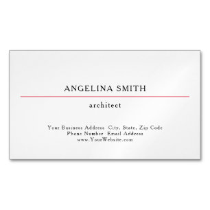 Tarjeta De Visita Magnética Moderno Simple Minimalista Blanco Rojo Profesional