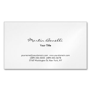 Tarjeta De Visita Magnética Moderno Simple Profesional Blanco & Negro