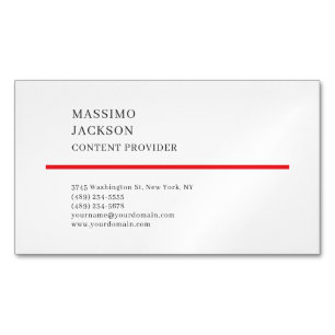 Tarjeta De Visita Magnética Moderno Simple Sencillo Negro Rojo Blanco Minimali