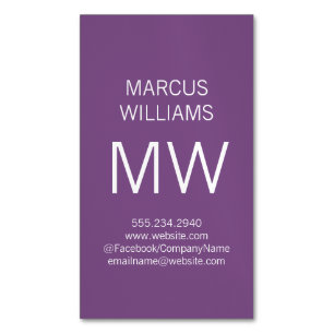 Tarjeta De Visita Magnética Moderno Sofisticado / Púrpura
