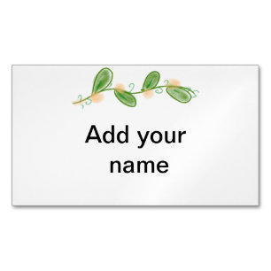 Tarjeta De Visita Magnética Monograma de hoja verde de acuarela simple añadir 