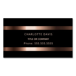 Tarjeta De Visita Magnética Monograma de oro rosa negro elegante minimalista