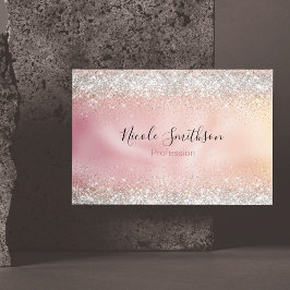 Tarjeta De Visita Magnética Monograma del purpurina plateado de rosa de oro fi