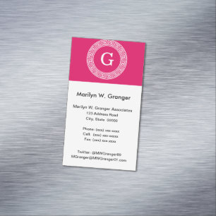 Tarjeta De Visita Magnética Monograma dominante griego blanco de la inicial