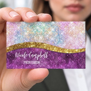 Tarjeta De Visita Magnética Monograma dorado fucsia iridiscente lindo falso br