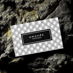 Tarjeta De Visita Magnética Monograma elegante negro plateado diamantes de imi