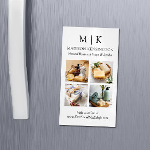 Tarjeta De Visita Magnética Monograma minimalista o Añadir logotipo 4 Fotos