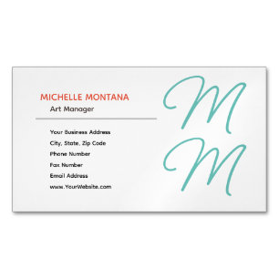 Tarjeta De Visita Magnética Monograma Moderno Minimalista Elegante Sencillo