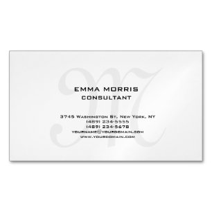 Tarjeta De Visita Magnética Monograma Moderno Simple Minimalista Plano