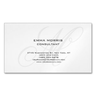 Tarjeta De Visita Magnética Monograma Moderno Simple Minimalista Plano