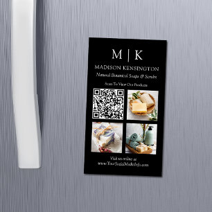 Tarjeta De Visita Magnética Monograma o Añadir logotipo Código QR 3 Foto