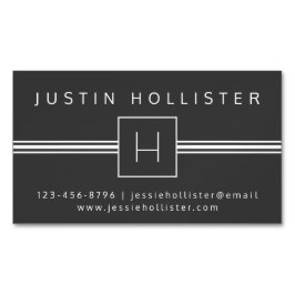 Tarjeta De Visita Magnética Monograma profesional clásico moderno | Gris oscur