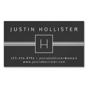 Tarjeta De Visita Magnética Monograma profesional clásico moderno Gris oscur