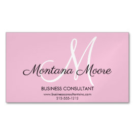 Tarjeta De Visita Magnética Monograma Profesional Moderno Elegante Rosa