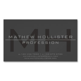 Tarjeta De Visita Magnética Monogramado masculino, gris