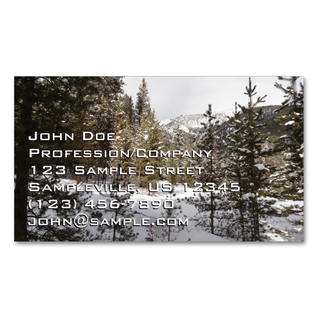 Tarjeta De Visita Magnética Montaña nevada de invierno en Montana (Anverso)