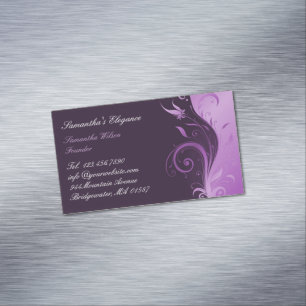 Tarjeta De Visita Magnética Morado floral