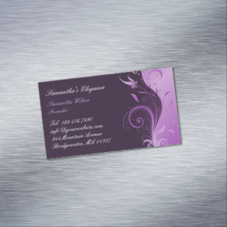 Tarjeta De Visita Magnética Morado floral