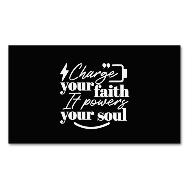 Tarjeta De Visita Magnética Motivational Christian Quote – Charge Your Faith (Anverso)
