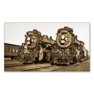 Tarjeta De Visita Magnética Motores de tren gemelos Locomotoras antiguas Ferro
